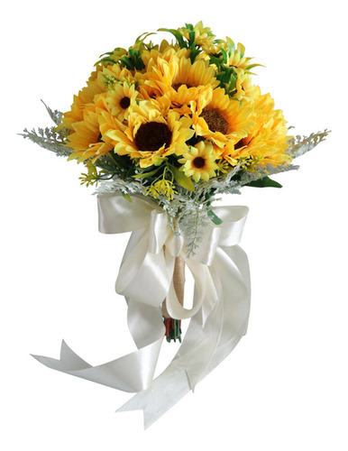 Girasol Hecho A Mano Boda Sosteniendo Ramo Elegante Aspecto