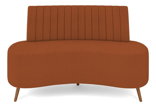 Sofá 2 Lugar Living 135cm Pés Palito Tamar Bouclê Terracota Cor Marrom amarelado