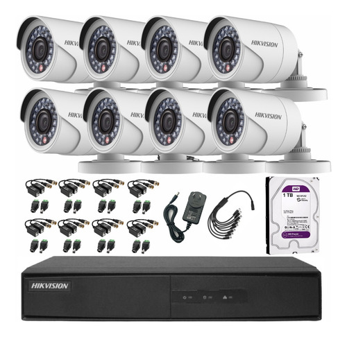 Imagen 1 de 10 de Kit Seguridad Hikvision Dvr 16ch + 8 Camaras 2mp + Disco