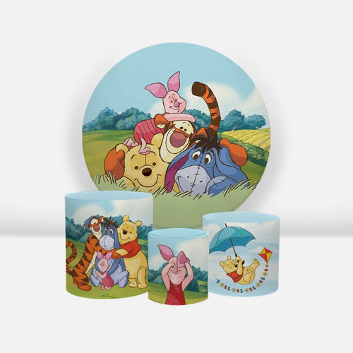 Kit Painel Redondo 1,50 Trio Capas De Cili Disney Licenciado Cor Ursinho Pooh