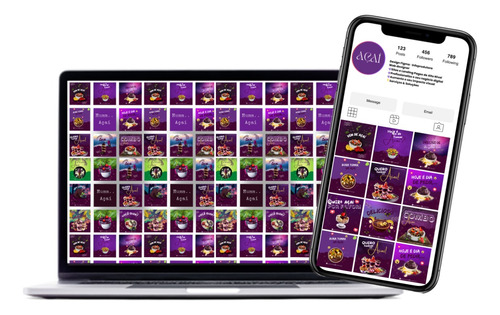 Template Canva Açaí - Feed Instagram 