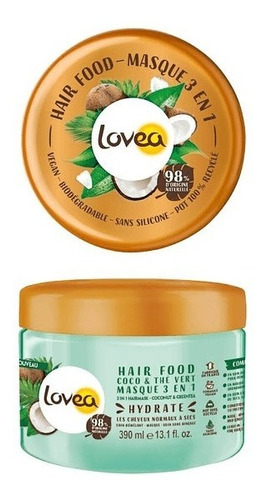 Crema Pelo 3 En 1 Coco Y Té Verde 390 Ml Lovea Vegana Natura