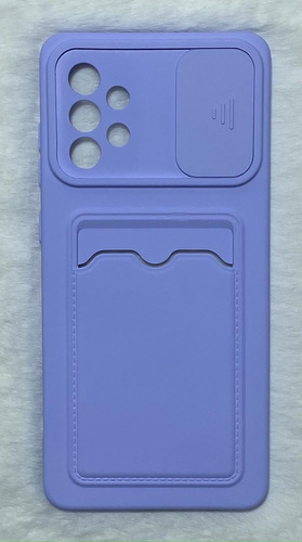 Capinha Silicone Compativel Samsung A72 6.7 Porta Cartão Cor Lilás