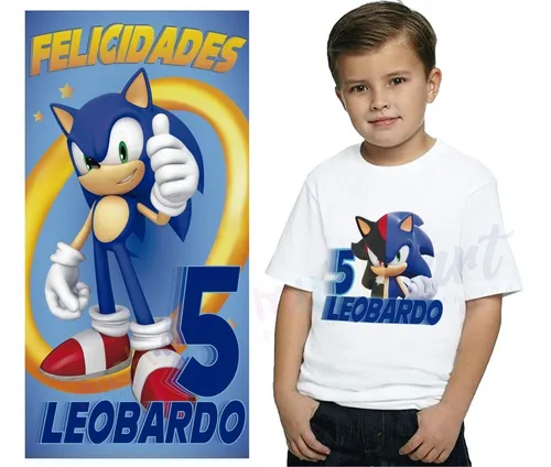 Playera Lona Personalizada De Sonic Para Cumplea os Cuotas sin