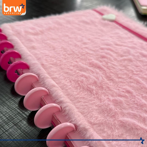 Cuaderno Inteligente C/ Discos Brw Peluche Tapa Dura 28x21cm Rosa