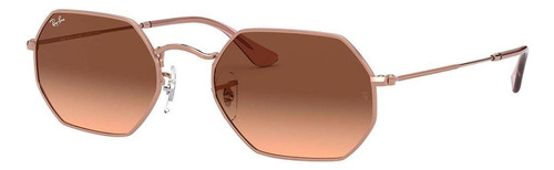 Gafas de sol Ray-Ban Round Octagonal Classic Standard con marco de metal color polished bronze-copper, lente brown de cristal degradada, varilla polished bronze-copper de metal - RB3556N