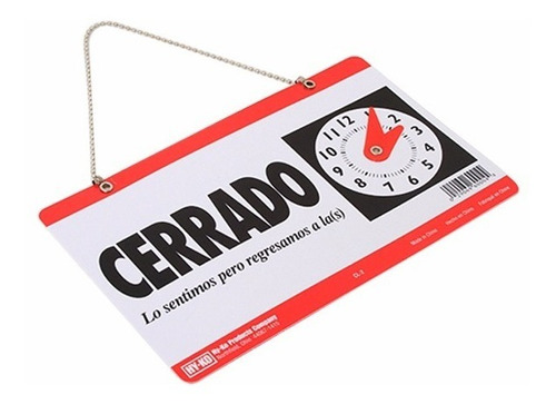 Letrero Abierto-cerrado Colgar Reloj Puerta Local  Promo 2pz