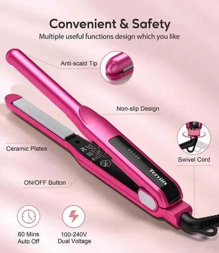 Plancha Ceramica Para Cabello Plana Tipo Lapiz De 0.5''