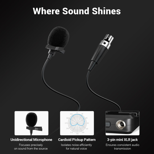 Sistema De Micrófono Inalámbrico De 4 Canales Uhf Con Auricu Negro