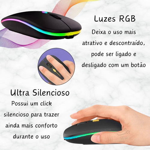 Mouse Wireless Sem Fio Recarregável Ergonômico Silencioso