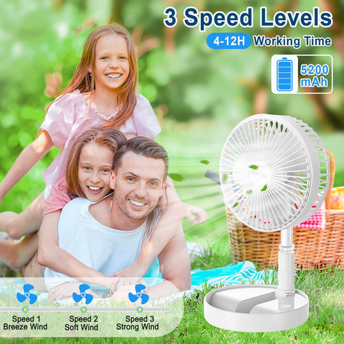 Ventilador De Pie Portátil Con Panel Solar Recargable 3 Velo