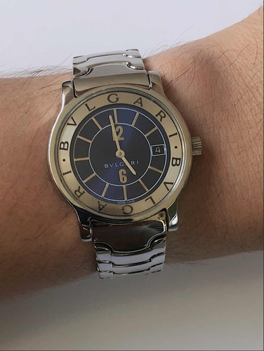 Bulgari Solotempo Todo De Aço , Blue Dial , Large , Promocao