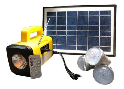 Radio Fm Bluetooth Solar + 3 Lamparas Led 3m Cable Sol_254