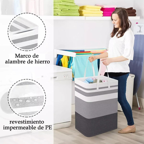 Cesto Grande Para Ropa Sucia Y Lavandería Plegable 3piezas 75l