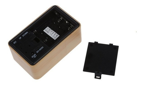 Relógio De Mesa Madeira Led Decoração Termometro Alarme