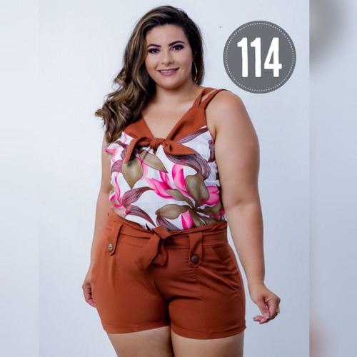 Conjunto ( Short + Blusa ) Plus Size Coleção Morena Mulata