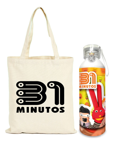 Tote Bag 31 Minutos + Botella En Aluminio - Estampaking