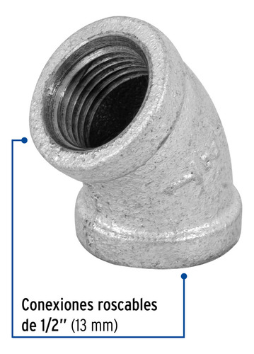 Codo 45° Acero Galvanizado De 1/2in Foset