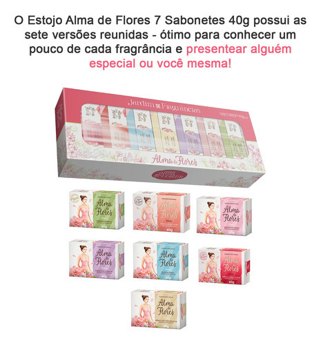 3x Kit Estojo Alma De Flores Jardim De Fragrâncias 7 Sab 40g