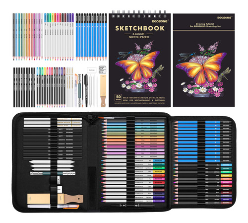 Kit De Dibujo Artístico 73 Dibujos, Cuaderno De Bocetos, Tut