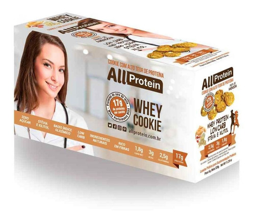 Caixa Whey Cookie Pasta De Amendoim 8 Un De 40g All Protein