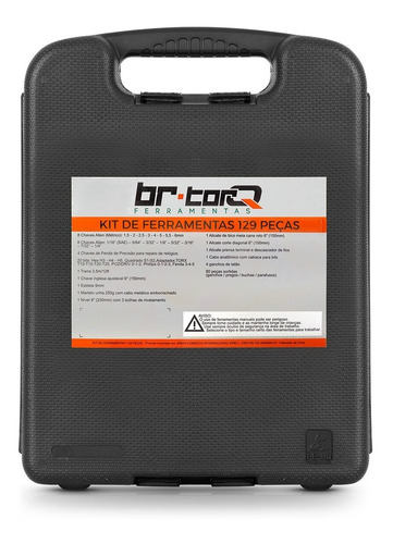 Kit Jogo De Ferramentas 129 Peças + Maleta Br Torq