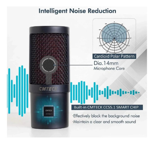 Microfone Condensador Cardióide Podcast Gaming Youtube Usb