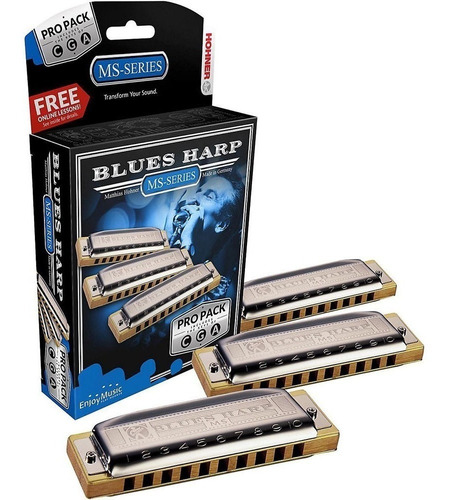 Set De Armónicas Hohner Blues Harp En C G Y A Estuche Duro /