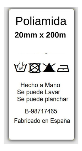 Rollo Cinta Poliamida 20mm X 200mts Etiquetas Textil