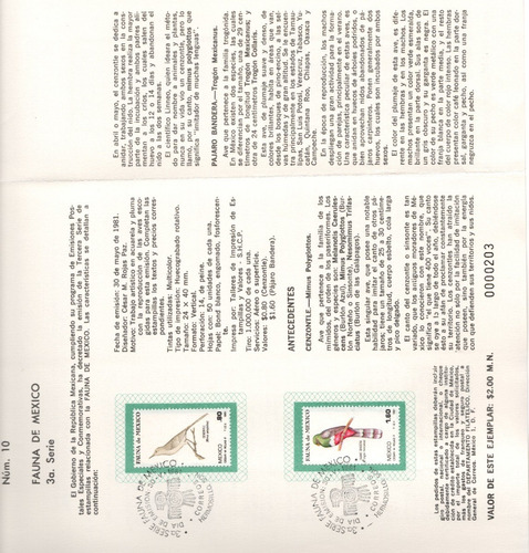 México Pájaro Bandera Cenzontle Fauna Ave  1981  Carnet