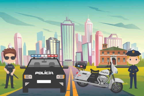 Imagem 2 de 5 de Kit Painel Poli Banner + Displays Festa Policial