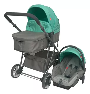 Carriola de paseo D'bebé Travel system Queen menta con chasis color gris oscuro