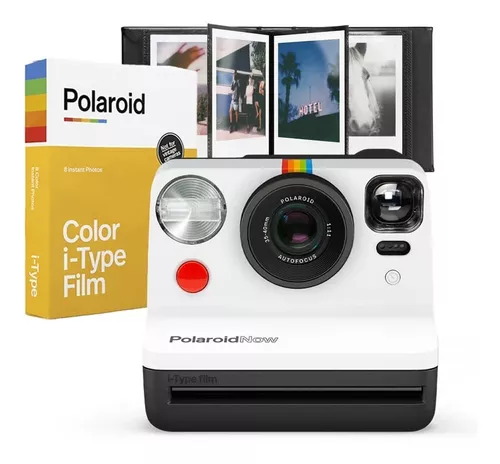 Polaroid Now i-Type - Cámara de película instantánea (negro) + paquete de  película de color Polaroid
