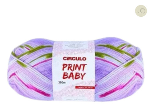 Lã Fio Print Baby Circulo Antiarlegico Efeito Mescla Cor 9081 Mescla Lilas
