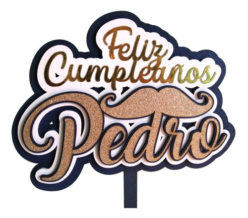 Cake Topper 3d Glitter Personalizado Para Pastel Caketopper
