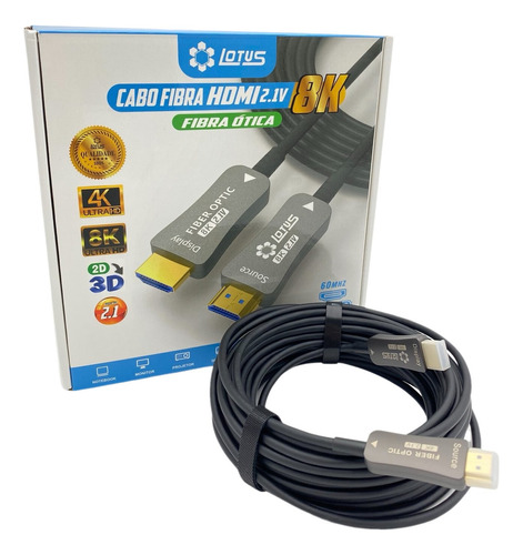 Cabo Hdmi Fibra Optica 8k 2.1 60hz 20 Metros 3d Pc Note Xbox