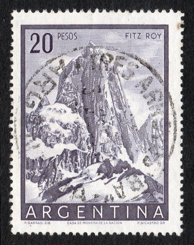 Argentina Sello Usado Cerro Fitz Roy X 20 P. Años 1954 