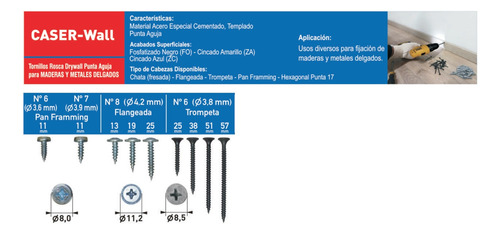 Tornillo Drywall T2 Aguja 6x1 Fosfatado X500un