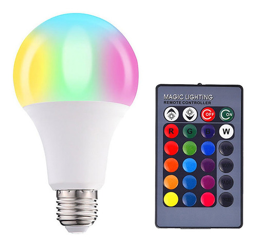 Lâmpada Led Rgb 16 Cores 10w Bivolt E27 Com Controle Remoto 110V/220V