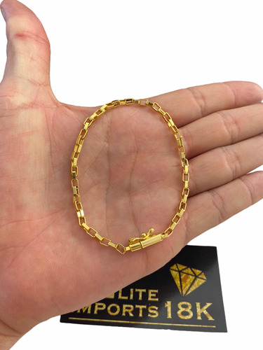 Pulseira Tijolinho 4mm Banhado A Ouro 18k Luxo