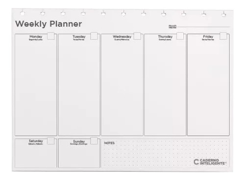 Organizador Semanal Para Cuaderno Inteligente 30 Hojas 