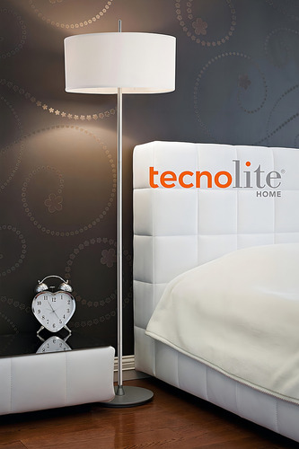 Lámpara D Pie Pantalla Tambor Blanca Textil Stella Tecnolite Estructura Mostrado Pantalla Mostrado