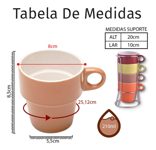 Imagem 4 de 7 de Canecas Coloridas De Cêramica Com Suporte