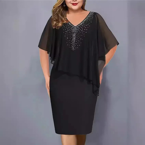 Vestido De Encaje Con Cuello En V Sin Mangas Para Mujer De T