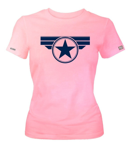 Camiseta Capitán América Logo Pecho Dama Mujer Ikrd