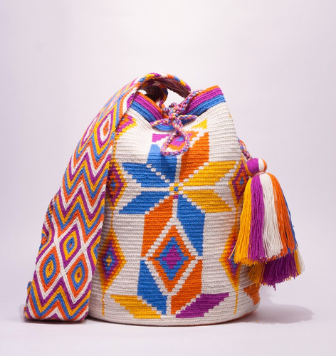 Mochila Wayuú Grande - Diseño Pastel