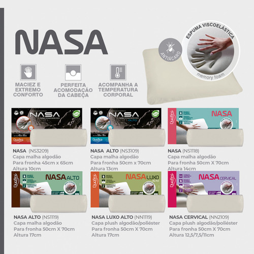 Kit Com 3 Travesseiros Nasa Luxo Alto 17cm - Macio