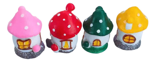 Decor Micro Landscape Mushroom House, Modelo 4 Unidades