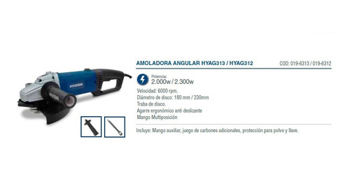 Kit Hyundai Amoladora 2000w Hyag313 + Taladro Hyid600 - Sti