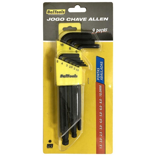 Jogo Chave Allen Ponta Abaulada 9 Pçs De 1,5 A 10mm Beltools